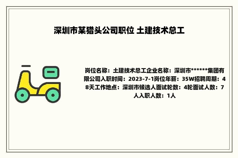 深圳市某猎头公司职位 土建技术总工