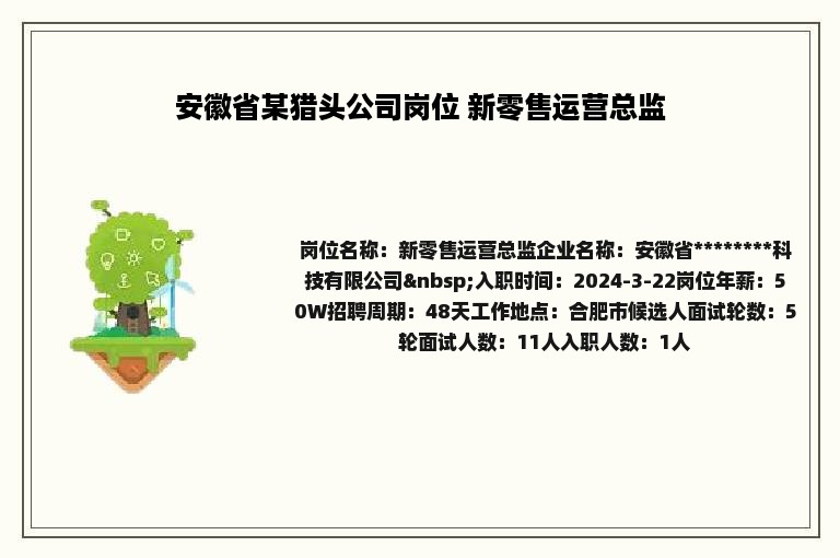 安徽省某猎头公司岗位 新零售运营总监