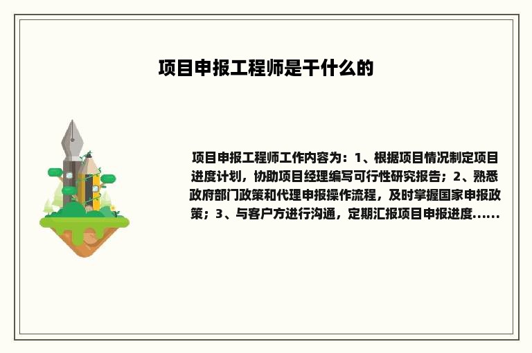 项目申报工程师是干什么的