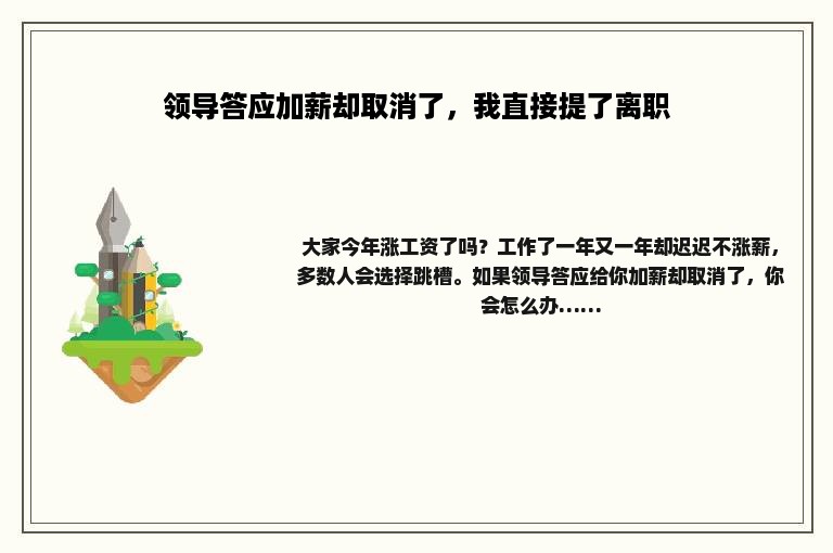 领导答应加薪却取消了，我直接提了离职