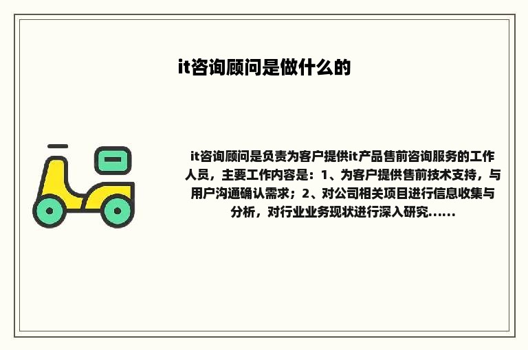 it咨询顾问是做什么的