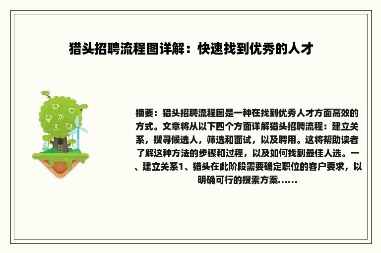 猎头招聘流程图详解：快速找到优秀的人才