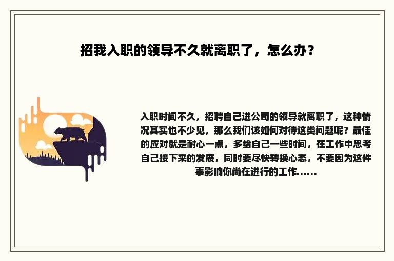 招我入职的领导不久就离职了，怎么办？